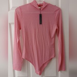 Nylon Apparel Hot Pink Rhinestone Mesh Bodysuit – NWT – Size Large
